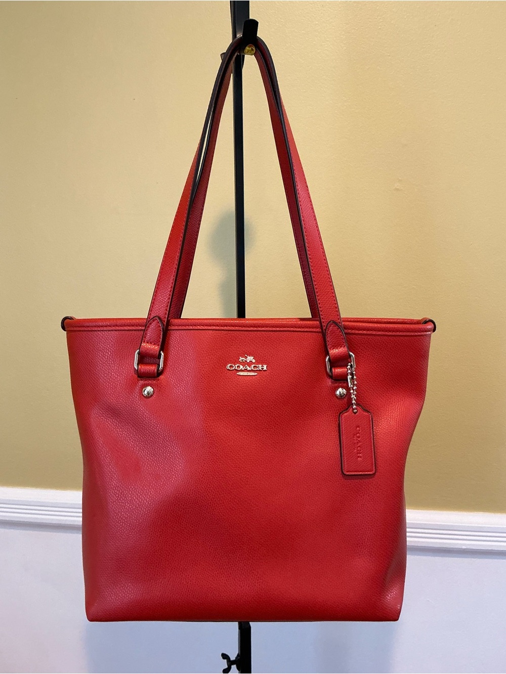 💙 Coach Orange Leather Tote Bag / Purse
